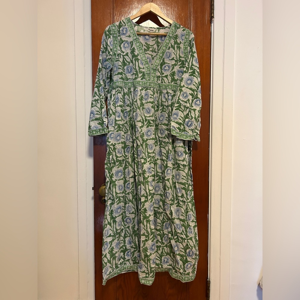 Boho floral print Indian block print dress